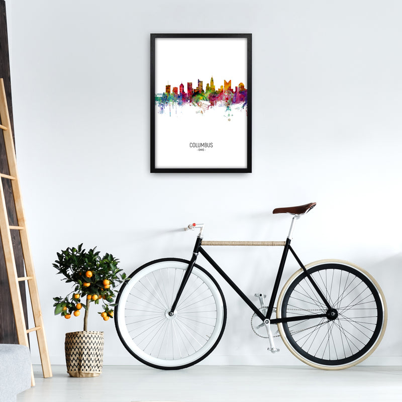 Columbus Ohio Skyline Portrait Art Print by Michael Tompsett A2 White Frame