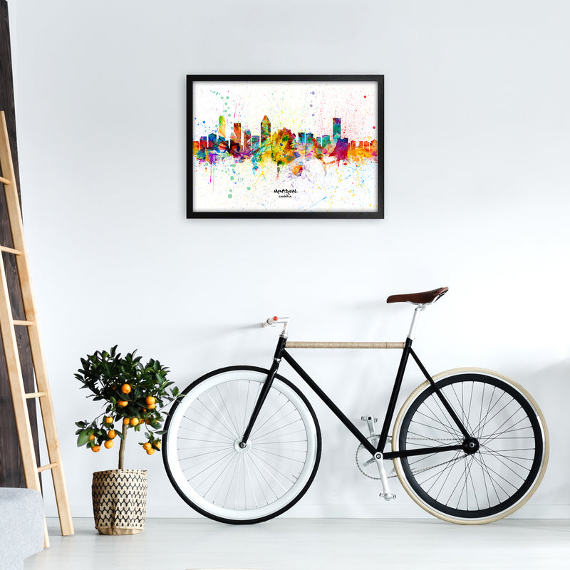 Montreal Canada Skyline Splash Art Print by Michael Tompsett A2 White Frame