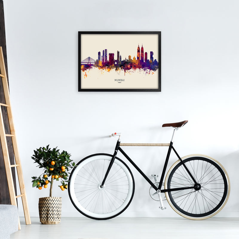 Mumbai India Skyline Autumn City Name Art Print by Michael Tompsett A2 White Frame