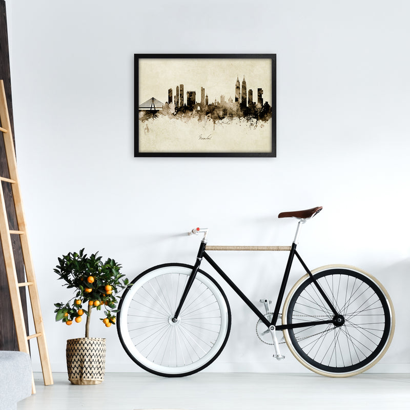 Mumbai India Skyline Vintage Art Print by Michael Tompsett A2 White Frame