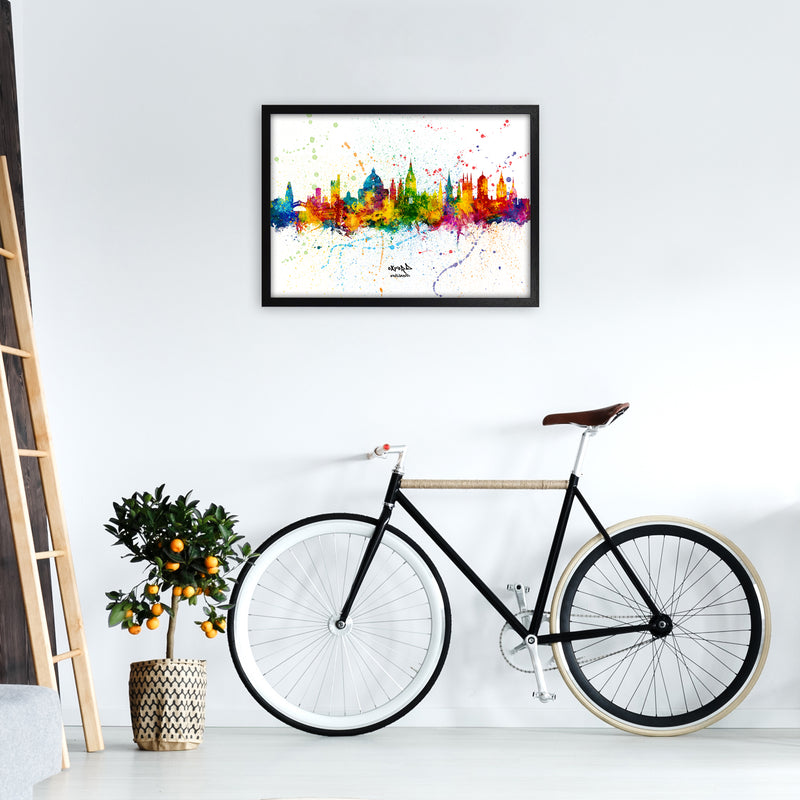 Oxford England Skyline Splash Art Print by Michael Tompsett A2 White Frame