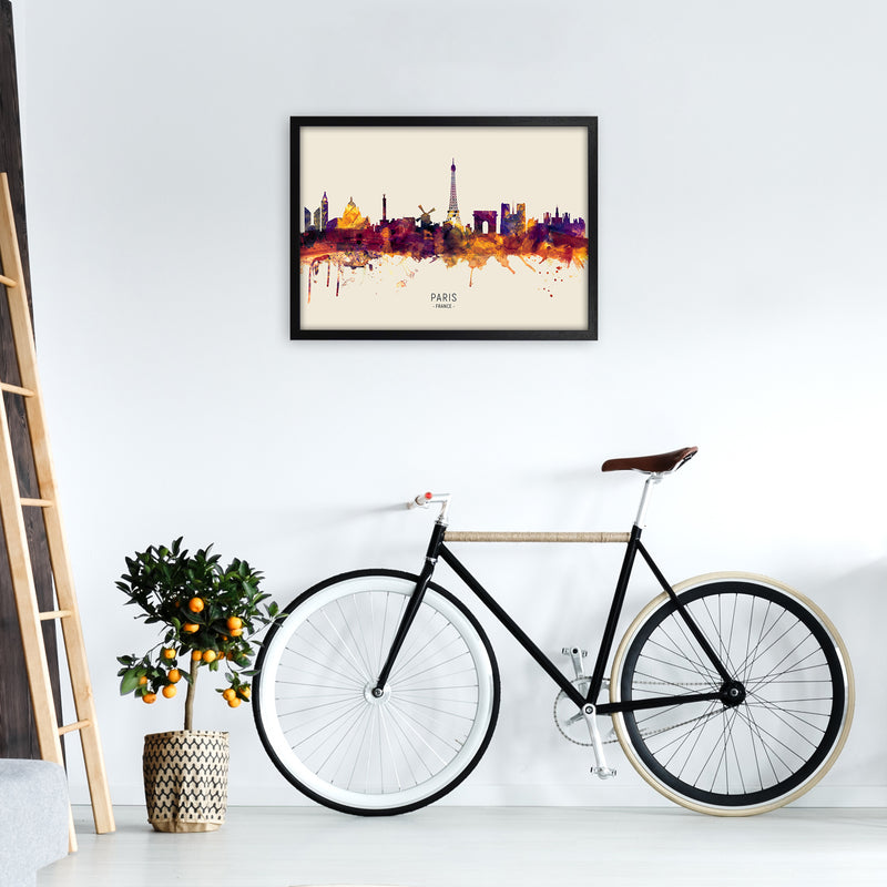 Paris France Skyline Autumn City Name Art Print by Michael Tompsett A2 White Frame