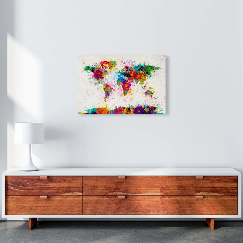 World Map Paint Splashes Art Print by Michael Tompsett A2 Canvas