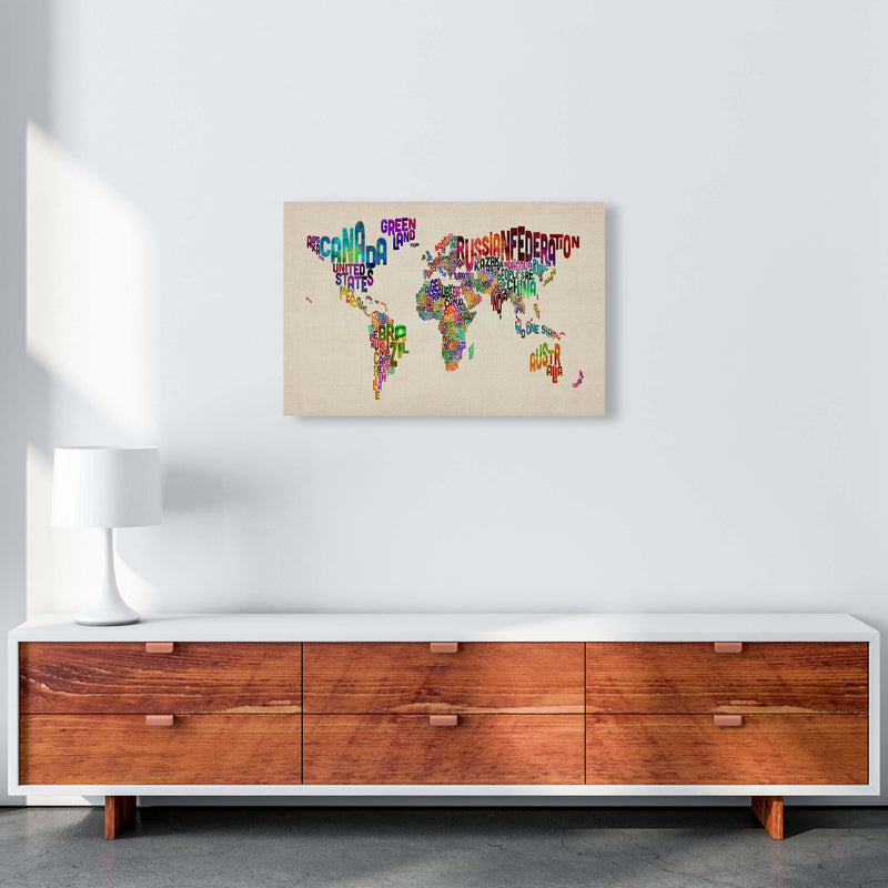 Text Map of the World Art Print by Michael Tompsett A2 Canvas