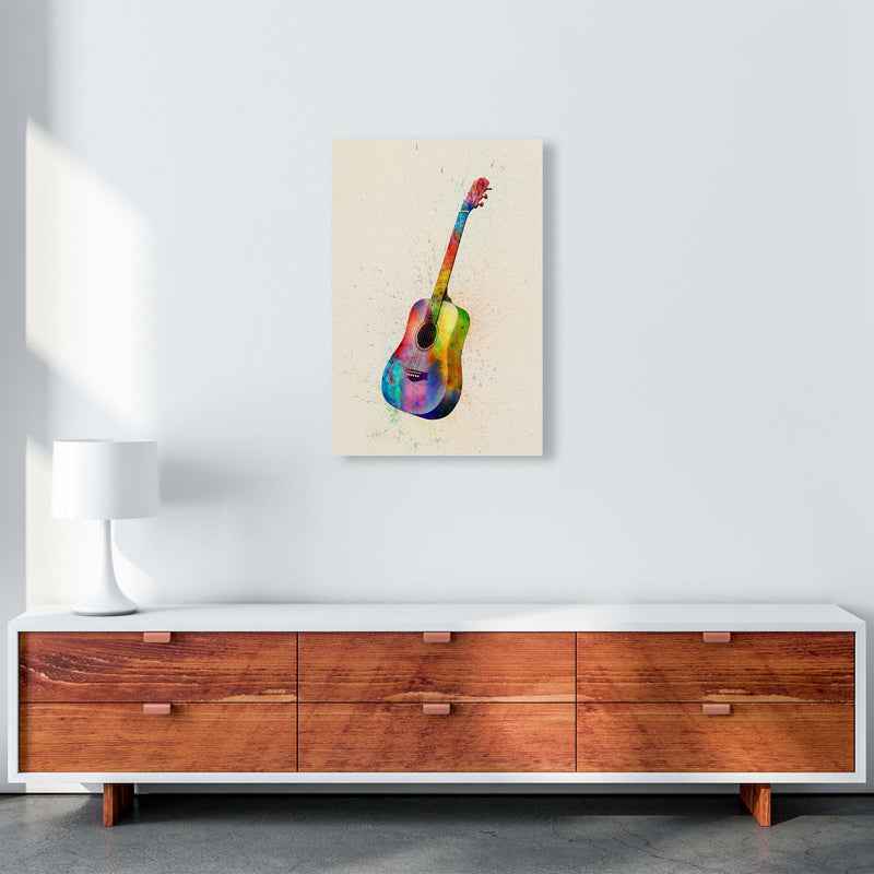 Acoustic Guitar Watercolour Multi-Colour  by Michael Tompsett A2 Canvas