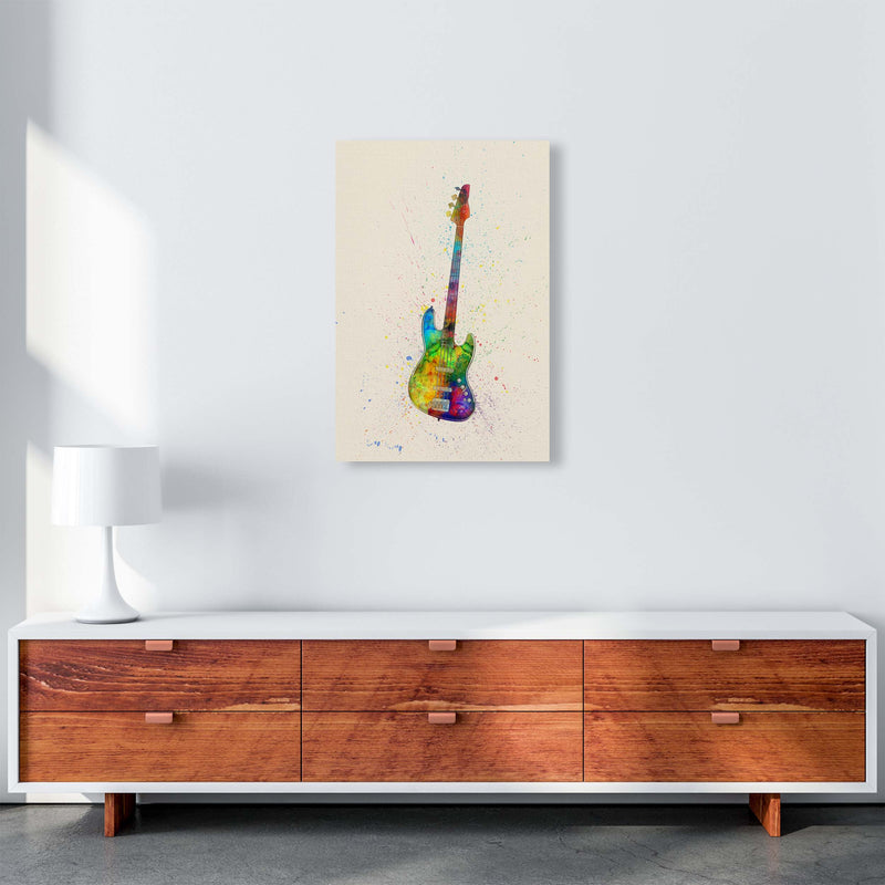 Electric Bass Guitar Watercolour Multi-Colour  by Michael Tompsett A2 Canvas