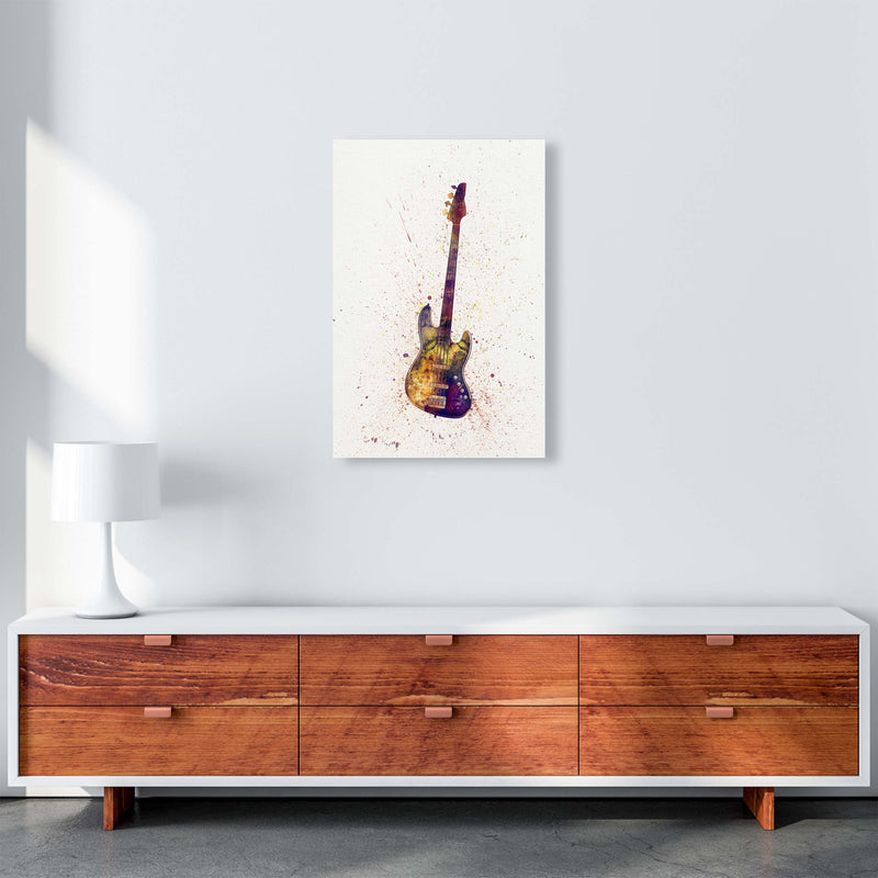 Electric Bass Guitar Watercolour  by Michael Tompsett A2 Canvas