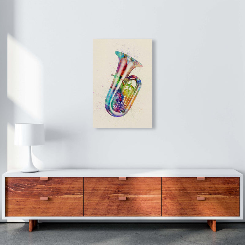 Tuba Watercolour Multi-Colour Art Print by Michael Tompsett A2 Canvas