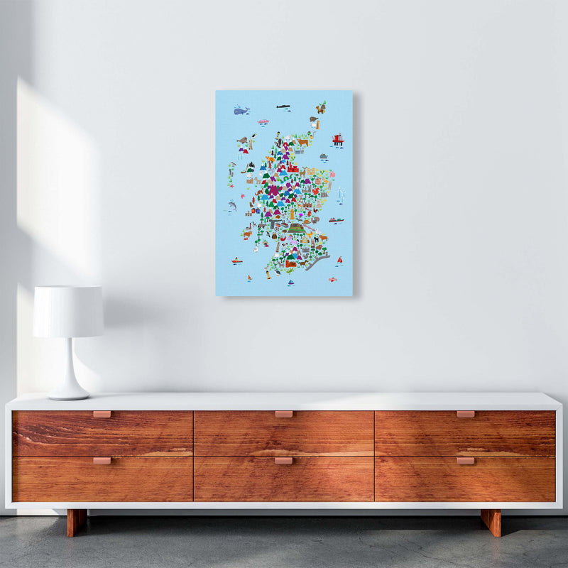 Animal Map of Scotland Blue Nursery Print by Michael Tompsett A2 Canvas