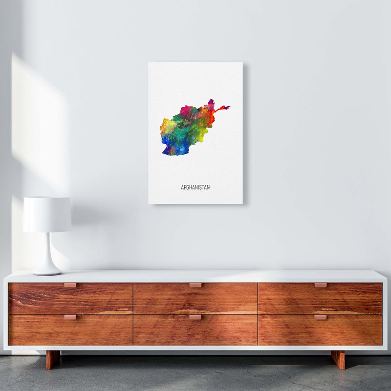 Afghanistan Watercolour Map Art Print by Michael Tompsett A2 Canvas