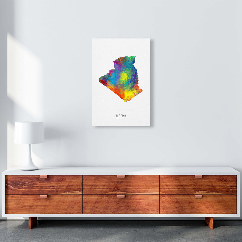 Algeria Watercolour Map Art Print by Michael Tompsett A2 Canvas