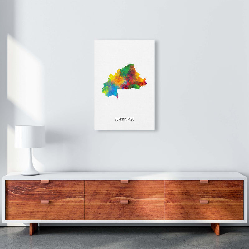 Burkina Faso Watercolour Map Art Print by Michael Tompsett A2 Canvas