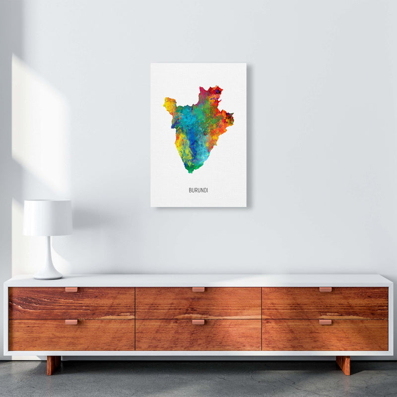 Burundi Watercolour Map Art Print by Michael Tompsett A2 Canvas