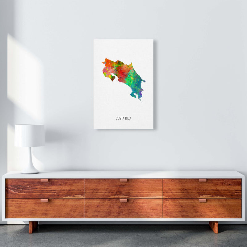 Costa Rica Watercolour Map Art Print by Michael Tompsett A2 Canvas