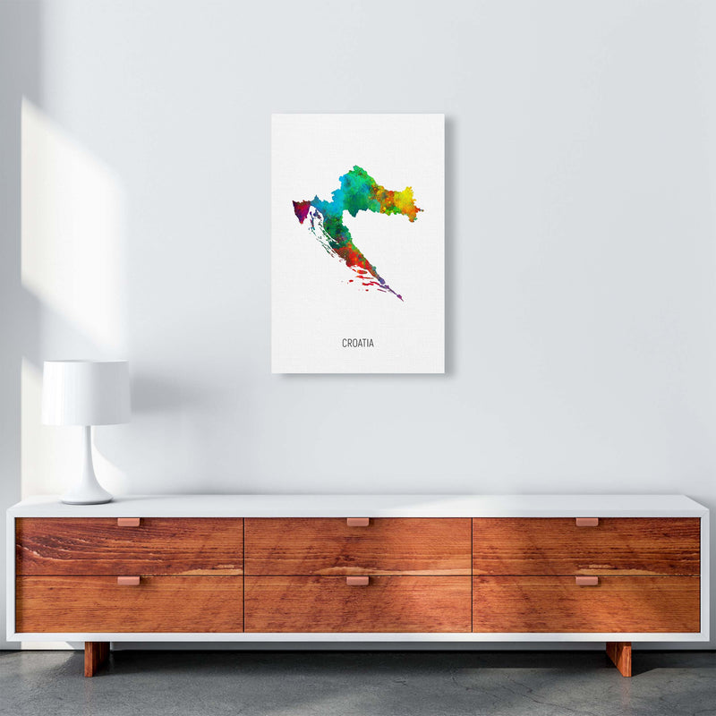 Croatia Watercolour Map Art Print by Michael Tompsett A2 Canvas