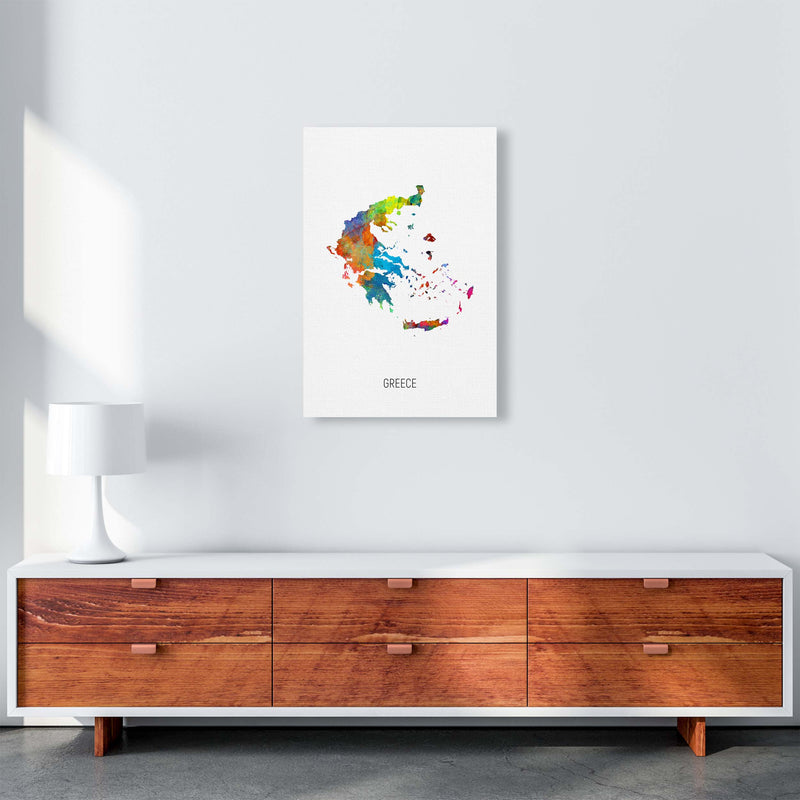 Greece Watercolour Map Art Print by Michael Tompsett A2 Canvas