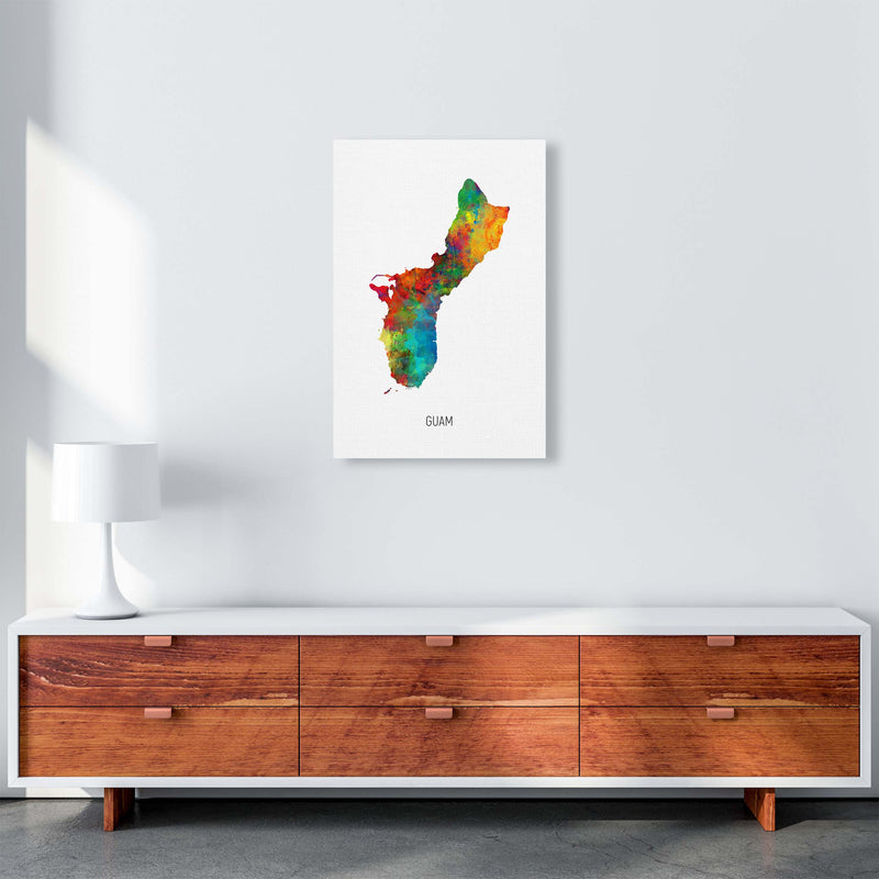 Guam Watercolour Map Art Print by Michael Tompsett A2 Canvas