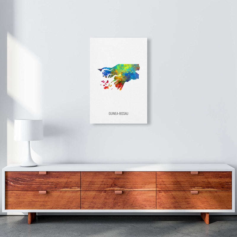 Guinea-Bissau Watercolour Map Art Print by Michael Tompsett A2 Canvas