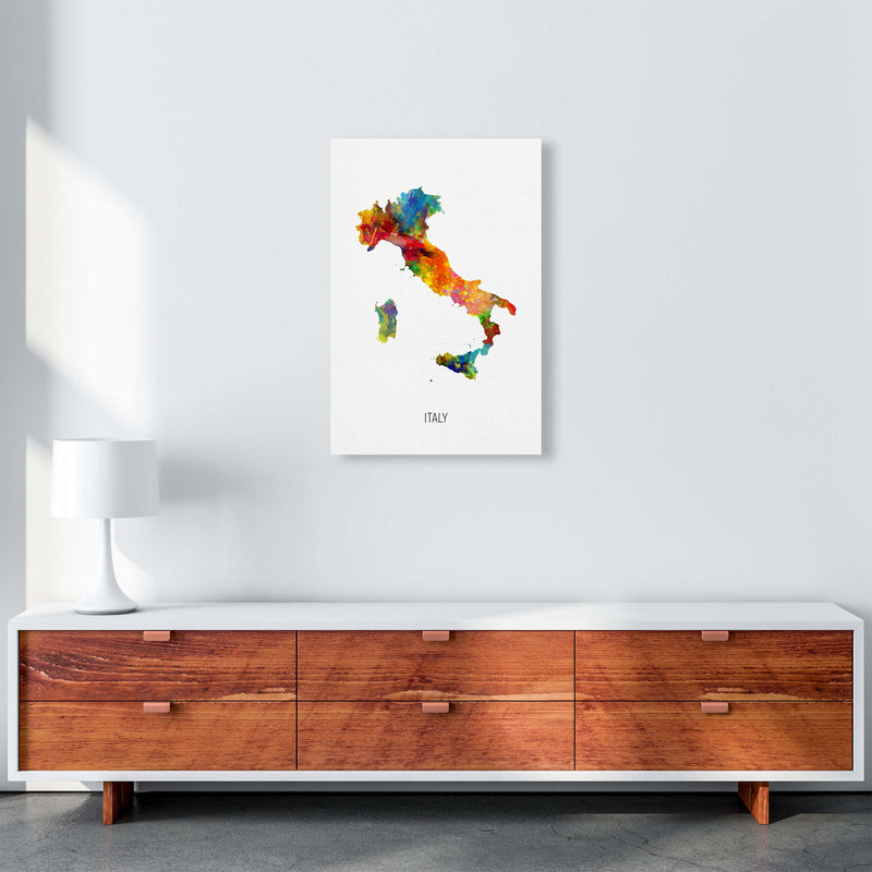 Italy Watercolour Map Art Print by Michael Tompsett A2 Canvas