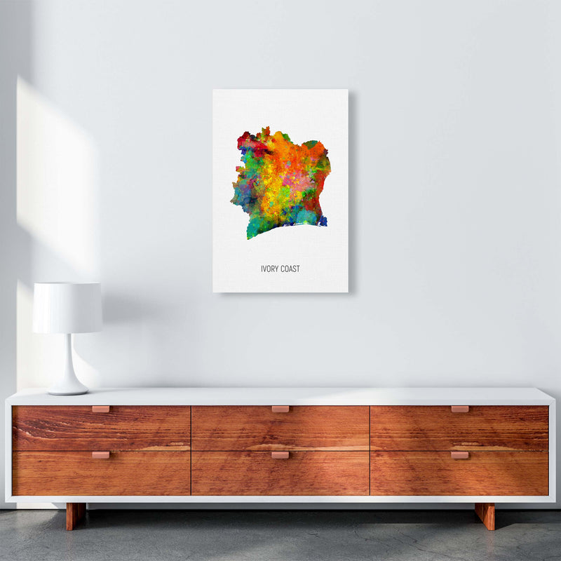 Ivory Coast Watercolour Map Art Print by Michael Tompsett A2 Canvas