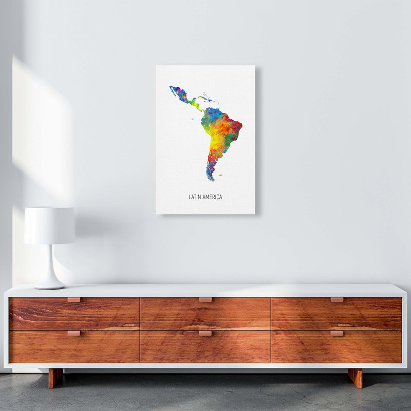 Latin America Watercolour Map Art Print by Michael Tompsett A2 Canvas