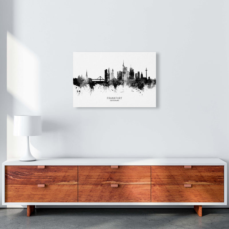 Frankfurt Germany Skyline Black White City Name  by Michael Tompsett A2 Canvas