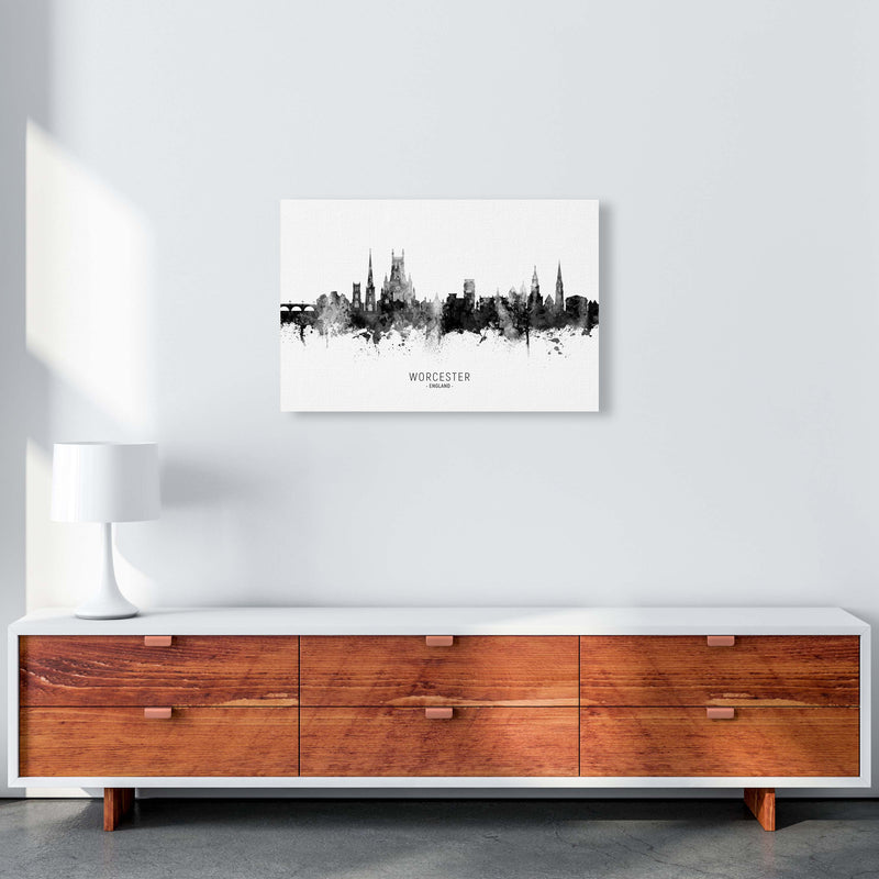 Worcester England Skyline Black White City Name  by Michael Tompsett A2 Canvas