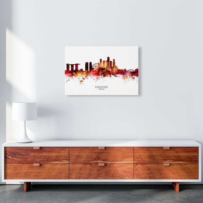 Singapore Singapore Skyline Red City Name  by Michael Tompsett A2 Canvas