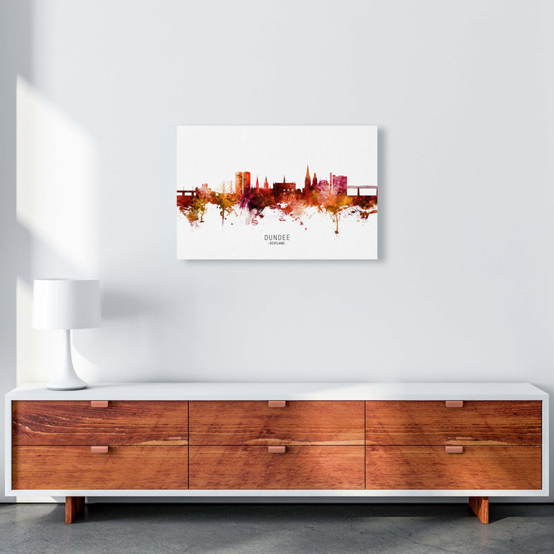 Dundee Scotland Skyline Red City Name  by Michael Tompsett A2 Canvas