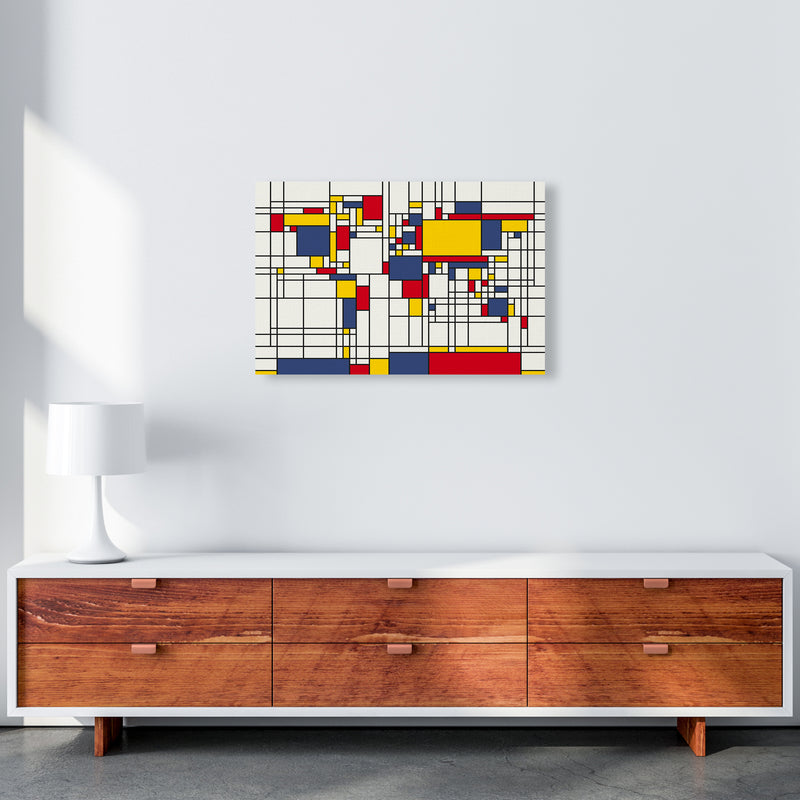 Abstract World Map in the style of Piet Mondrian Art Print by Michael Tompsett A2 Canvas
