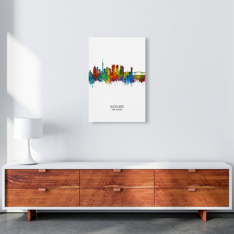 Auckland New Zealand Skyline Portrait Art Print by Michael Tompsett A2 Canvas