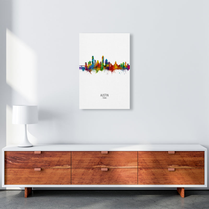 Austin Texas Skyline Portrait Art Print by Michael Tompsett A2 Canvas