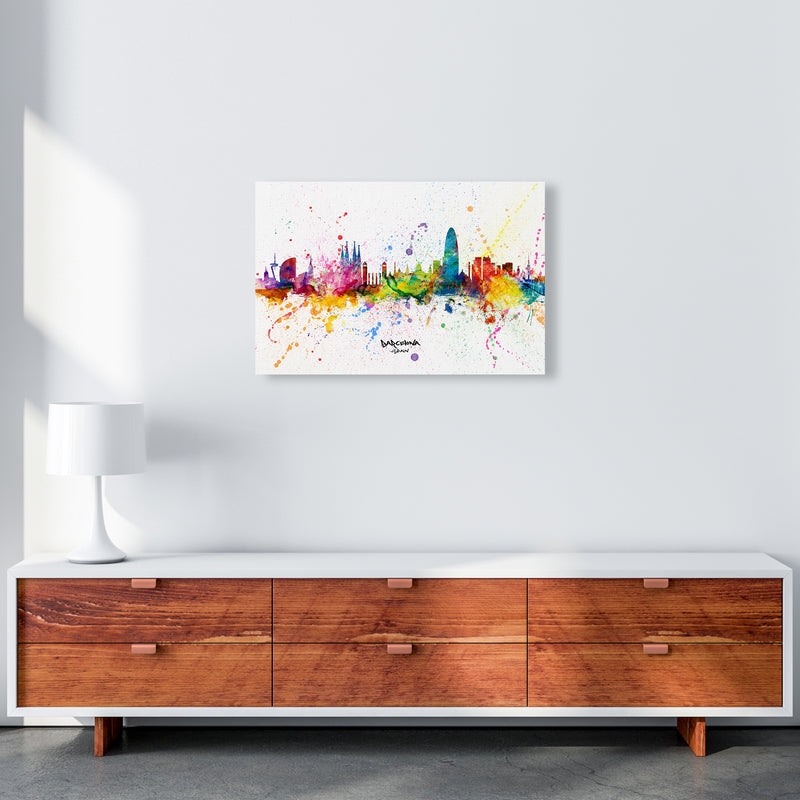 Barcelona Spain Skyline Splash Art Print by Michael Tompsett A2 Canvas