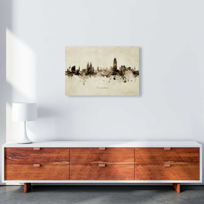 Barcelona Spain Skyline Vintage Art Print by Michael Tompsett A2 Canvas