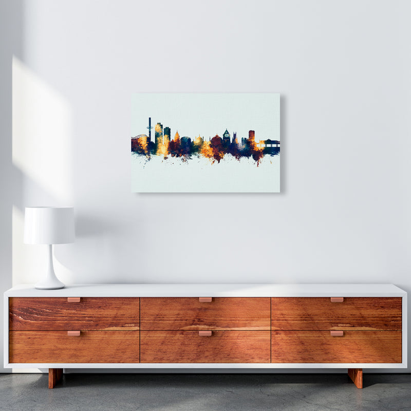 Brighton England Skyline Blue Orange Art Print by Michael Tompsett A2 Canvas