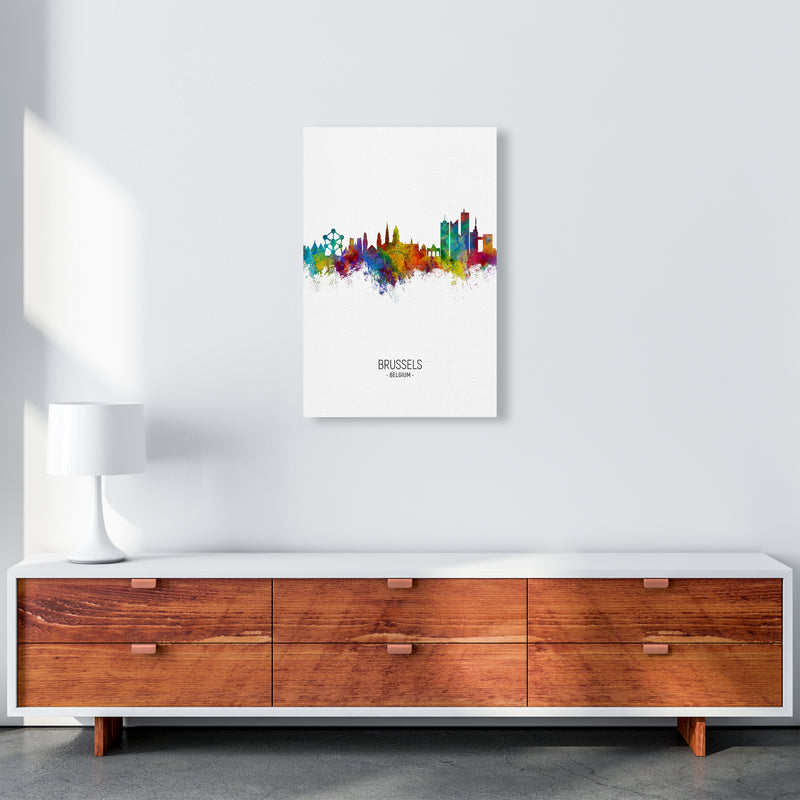 Brussels Belgium Skyline Portrait Art Print by Michael Tompsett A2 Canvas