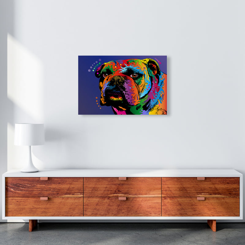 Bulldog Dog Blue Art Print by Michael Tompsett A2 Canvas