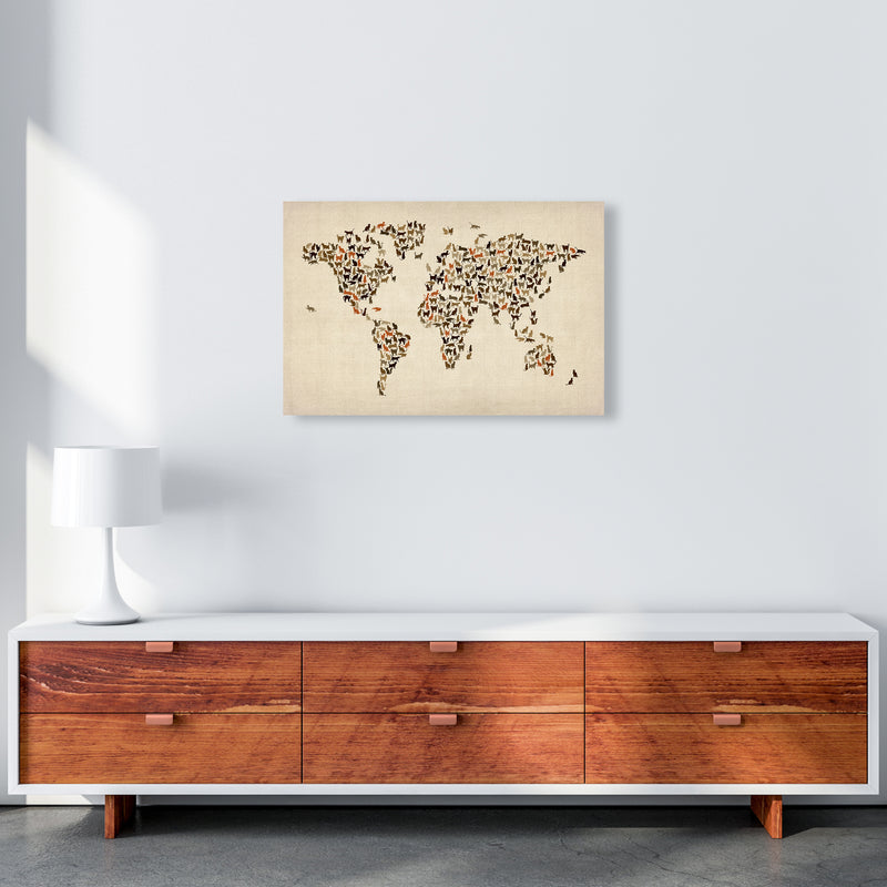 Cats Map of the World Art Print by Michael Tompsett A2 Canvas