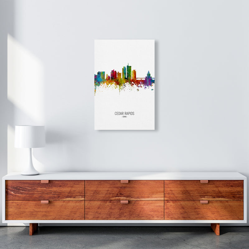 Cedar Rapids Iowa Skyline Portrait Art Print by Michael Tompsett A2 Canvas