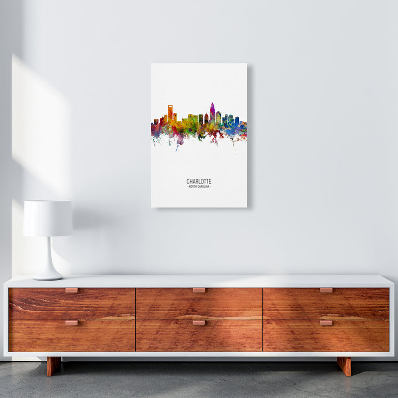 Charlotte North Carolina Skyline Portrait Art Print by Michael Tompsett A2 Canvas