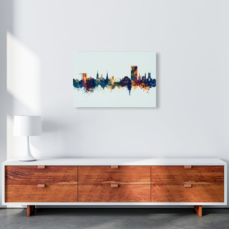 Cheltenham England Skyline Blue Orange Art Print by Michael Tompsett A2 Canvas