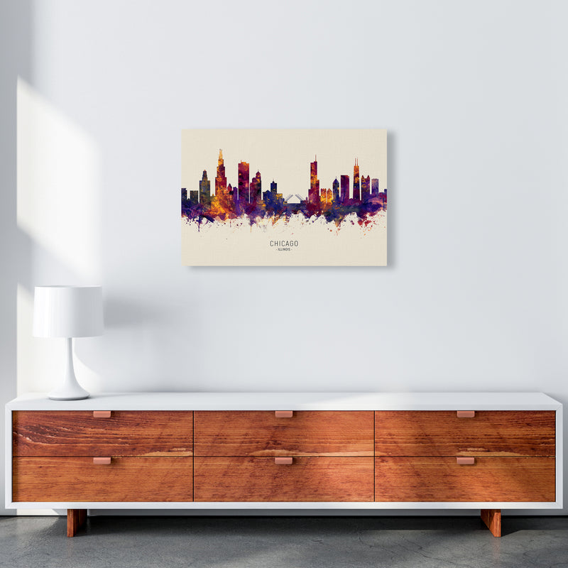 Chicago Illinois Skyline Autumn City Name Art Print by Michael Tompsett A2 Canvas