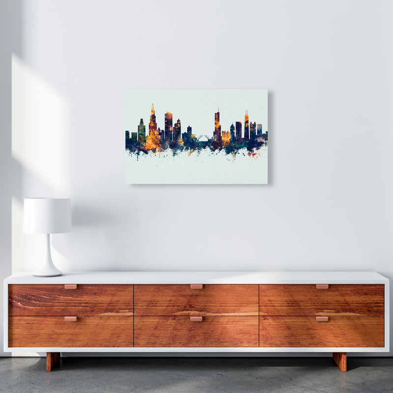 Chicago Illinois Skyline Blue Orange Art Print by Michael Tompsett A2 Canvas