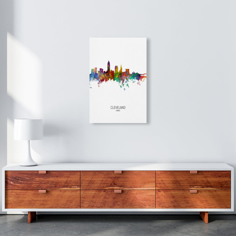 Cleveland Ohio Skyline Portrait Art Print by Michael Tompsett A2 Canvas