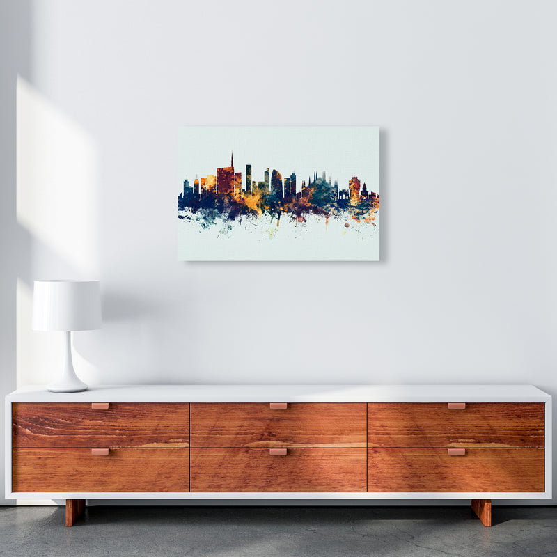 Milan Italy Skyline Blue Orange Art Print by Michael Tompsett A2 Canvas