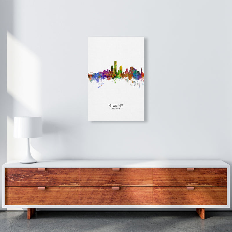 Milwaukee Wisconsin Skyline Portrait Art Print by Michael Tompsett A2 Canvas