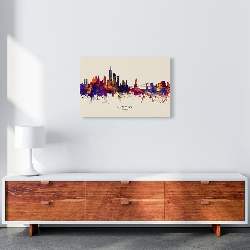 New York New York Skyline Autumn City Name Art Print by Michael Tompsett A2 Canvas