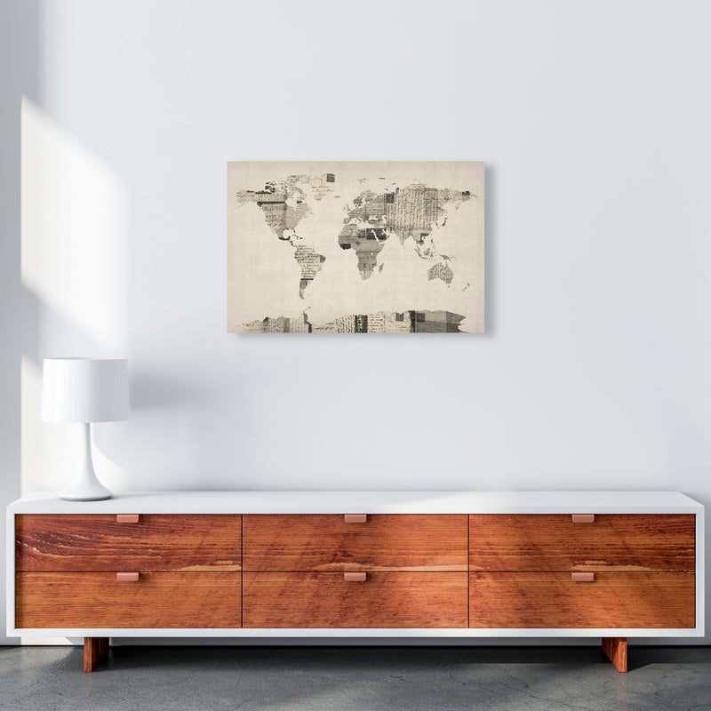 Old Postcards World Map Art Print by Michael Tompsett A2 Canvas