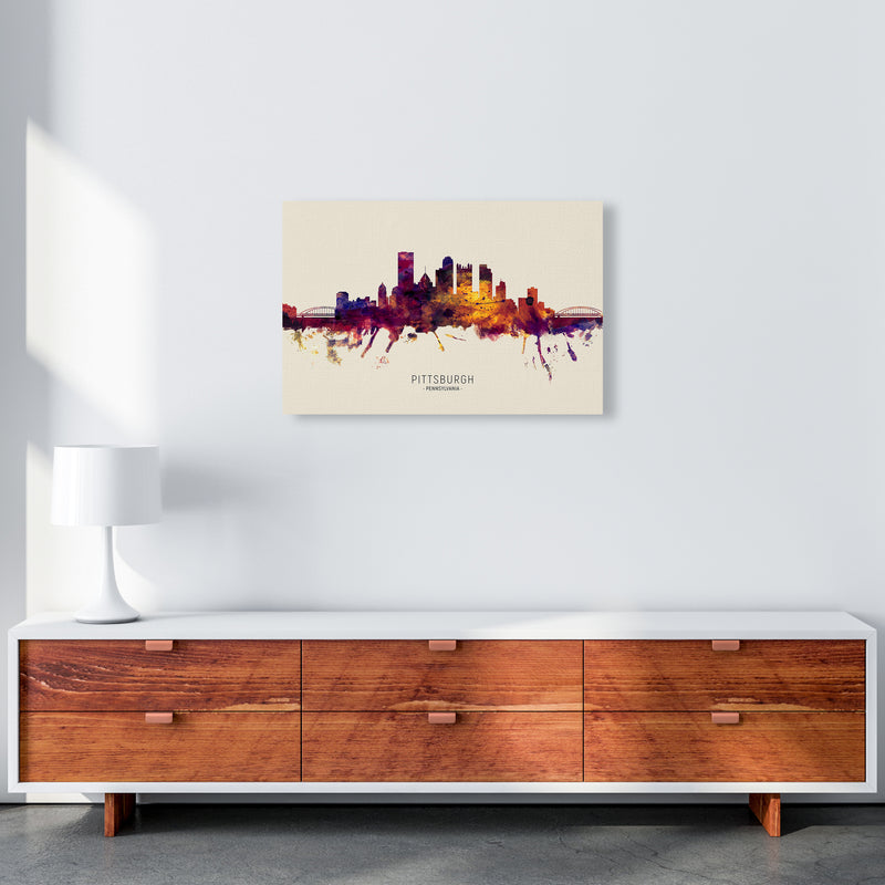 Pittsburgh Pennsylvania Skyline Autumn City Name Art Print by Michael Tompsett A2 Canvas