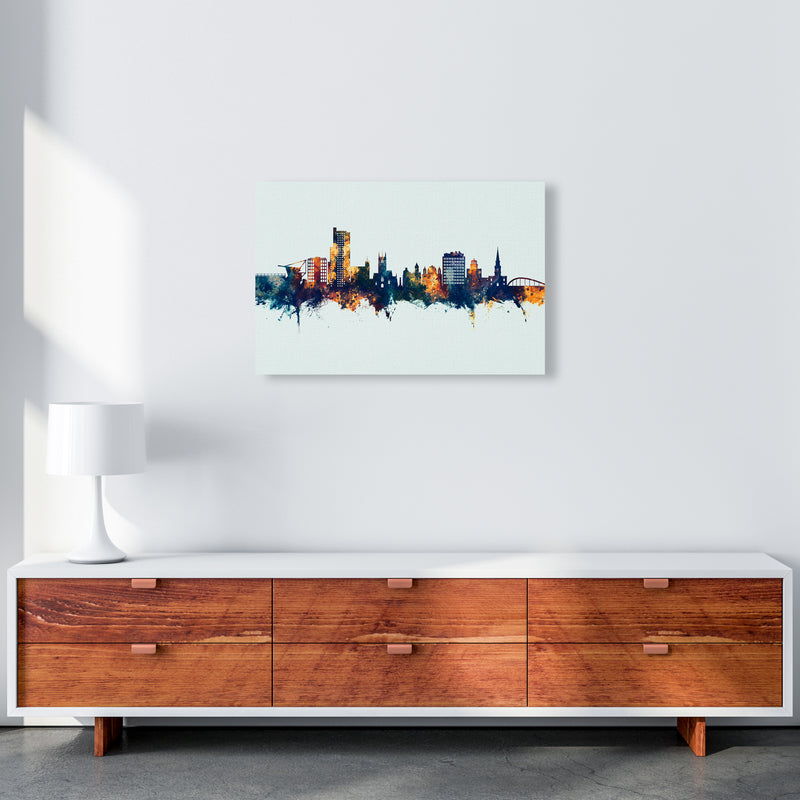 Wolverhampton England Skyline Blue Orange Art Print by Michael Tompsett A2 Canvas